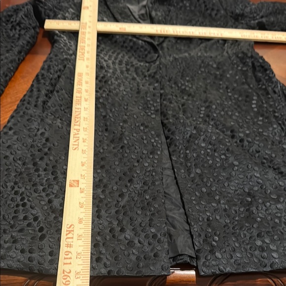 Eileen Fisher black Textured polka dot silk one button blazer Jacket - Picture 4 of 10